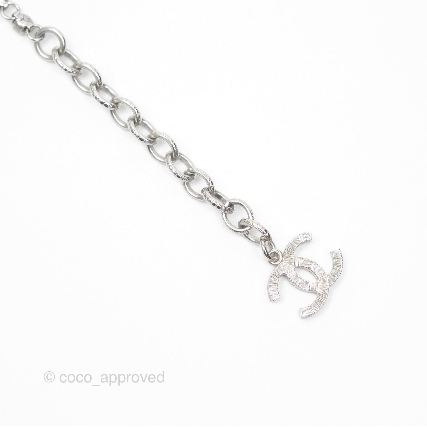 Chanel Crystal Pearl CC Necklace Choker Silver Tone 23S