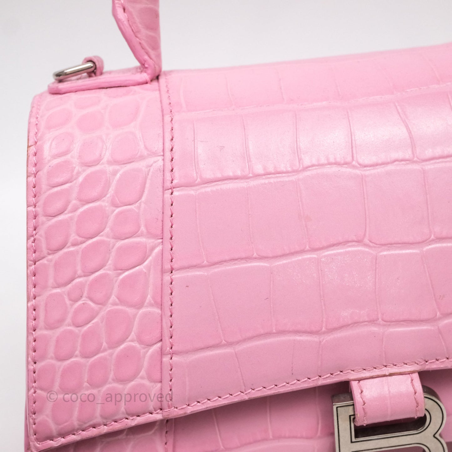 Balenciaga Small Hourglass Embossed Bag Pink