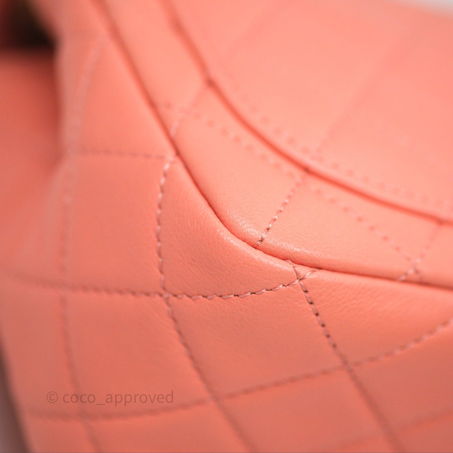 Chanel Pearl Crush Mini Square Quilted Peachy Pink Lambskin Aged Gold Hardware