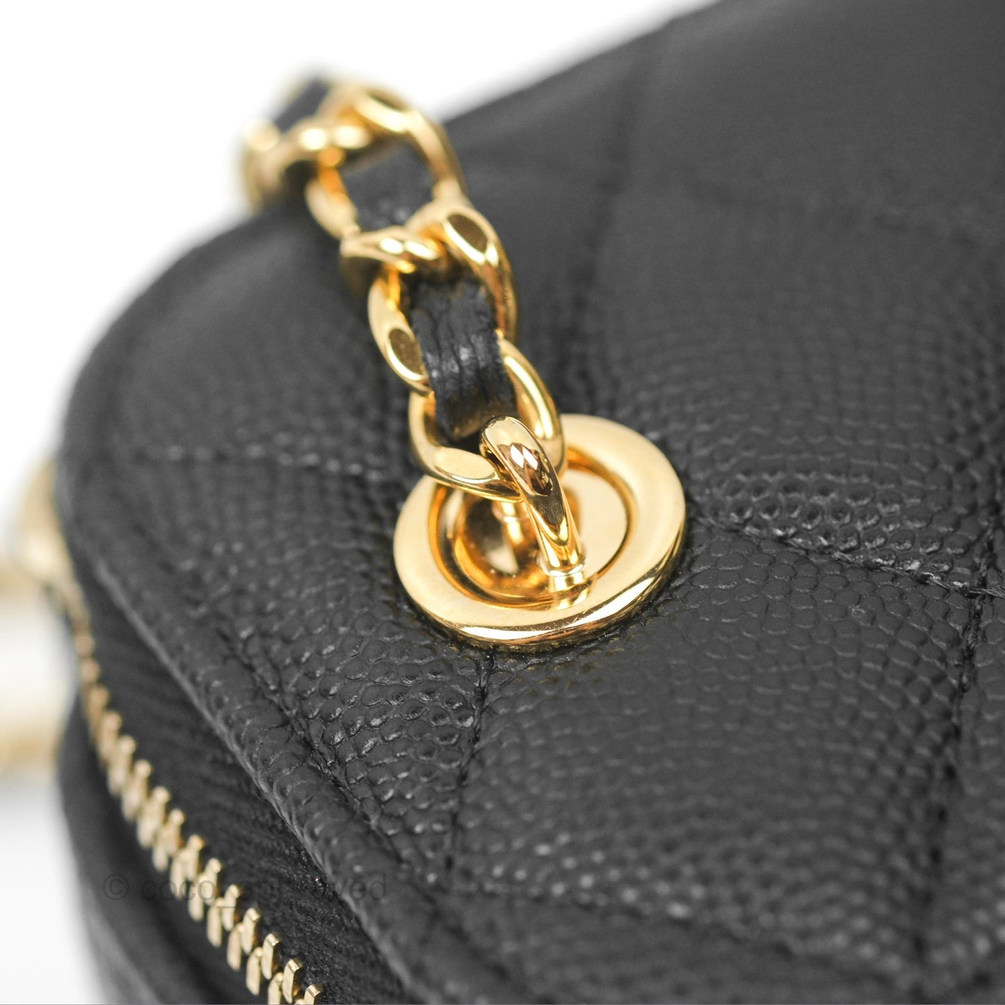 Chanel Mini Poker Vanity With Chain Black Caviar Gold Hardware