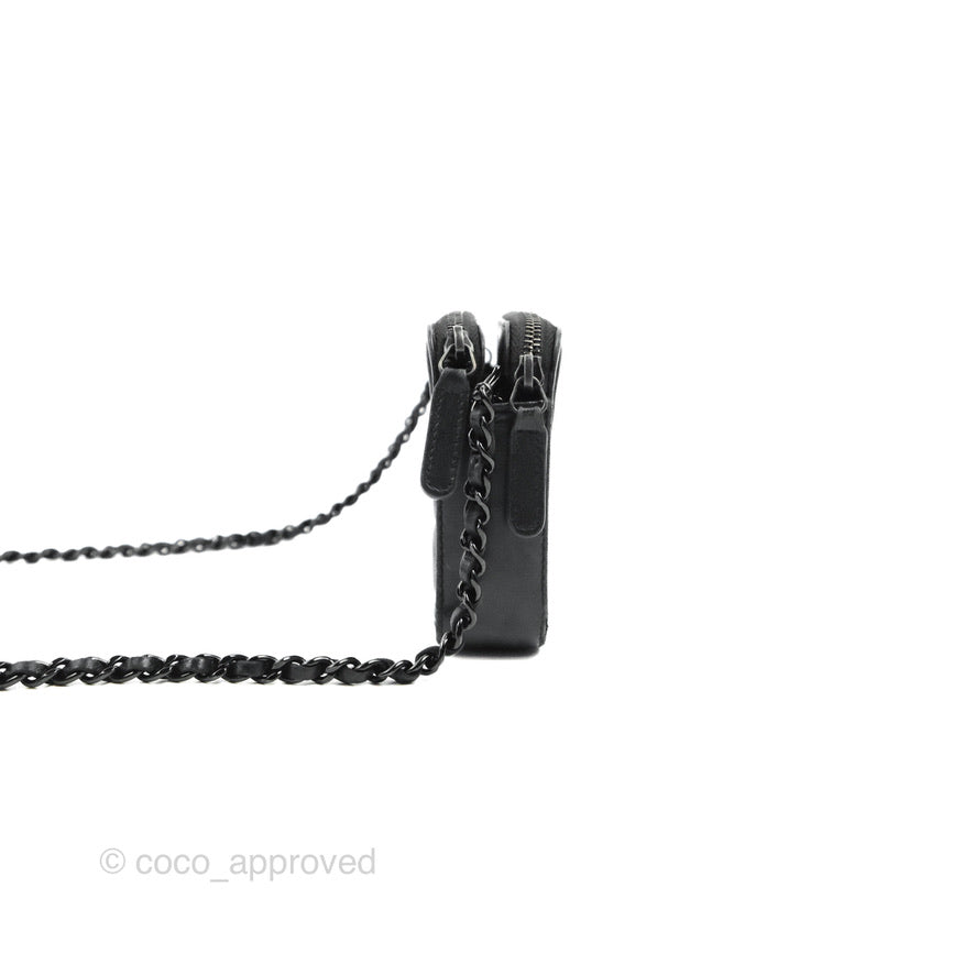 Chanel Le Boy Double Zip Wallet On Chain So Black Lambskin