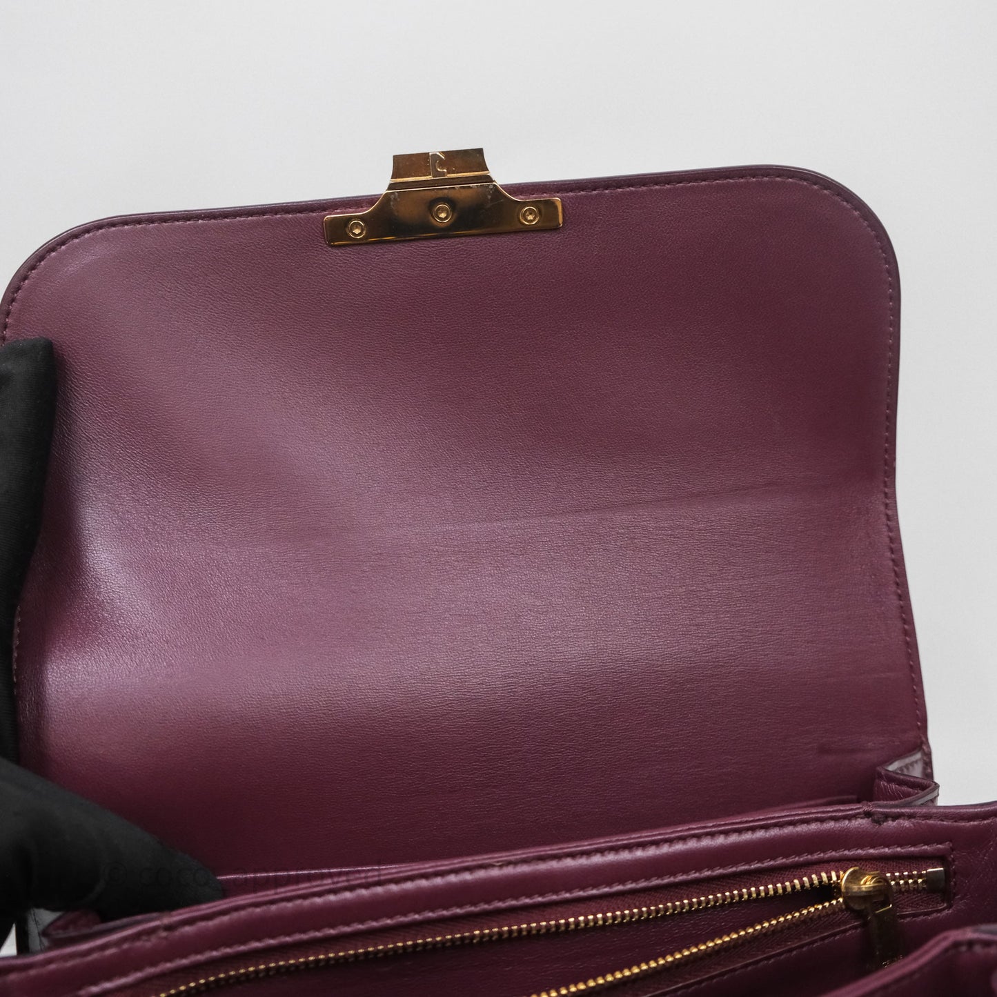 Celine Medium Triomphe Acai Burgundy Shiny Calfskin Gold Hardware