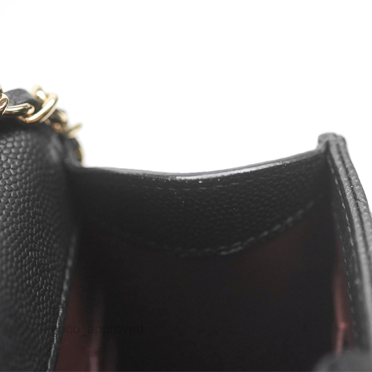Chanel Classic Quilted Phone Holder Black Caviar Gold Hardware
