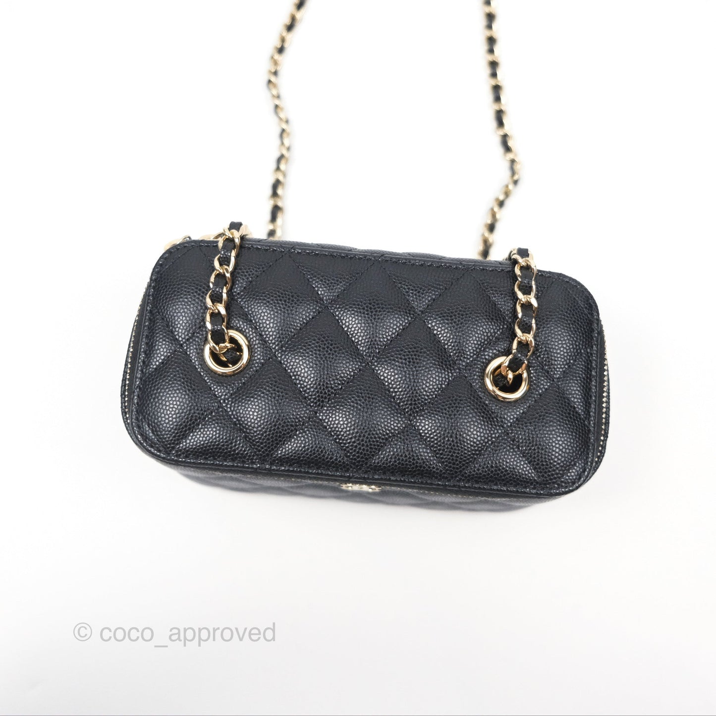 Chanel Vanity Rectangular With Chain Black Caviar Gold Hardware