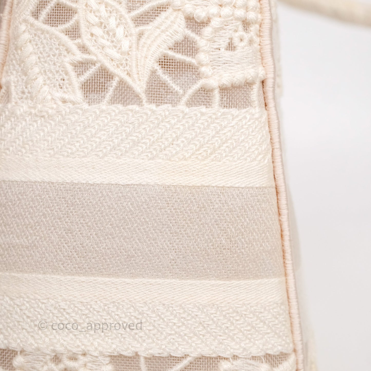 Christian Dior Lace Medium Lady Dior Ivory White Gold Hardware