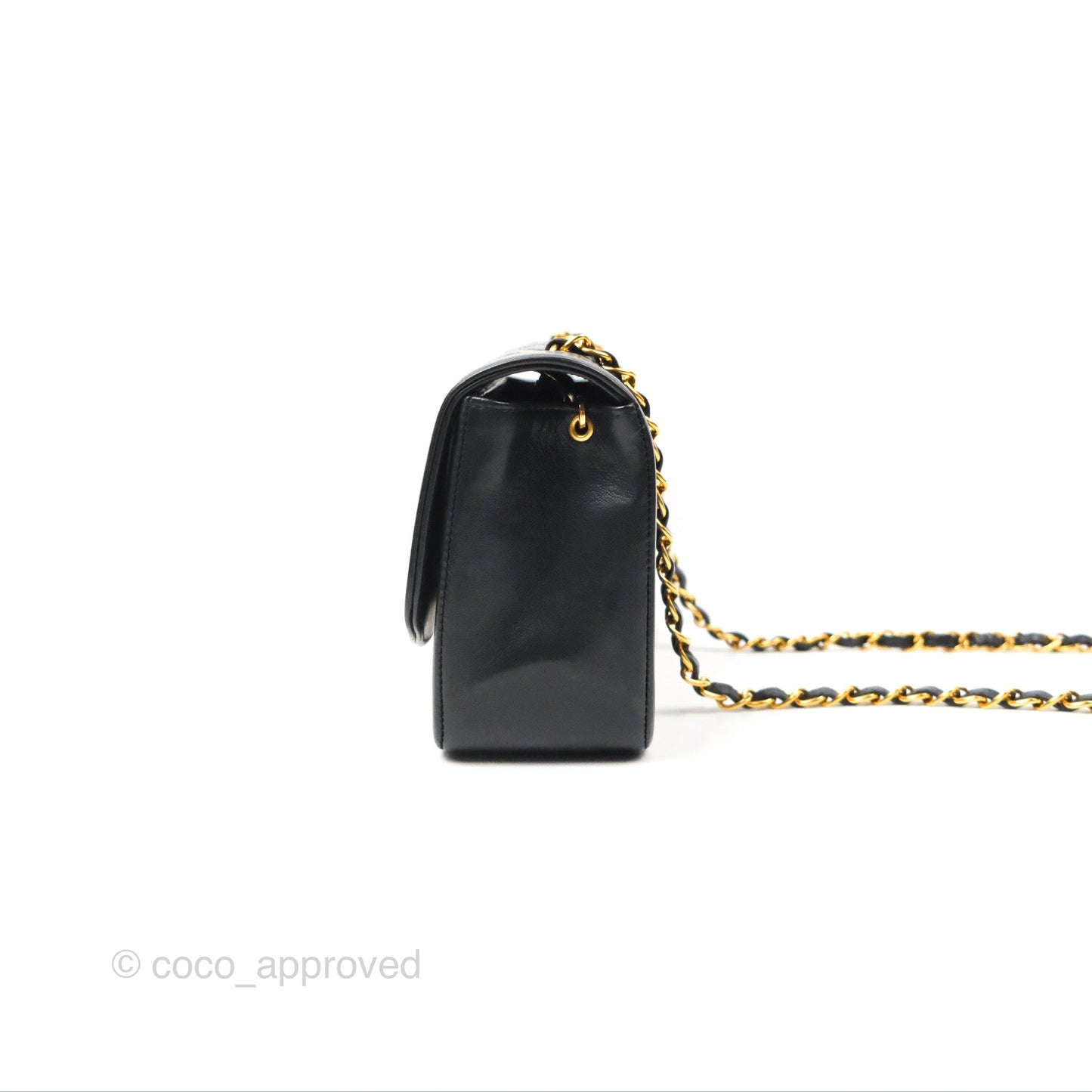 Chanel Vintage Small Quilted Classic Diana Flap Bag Black Lambskin 24K Gold Hardware