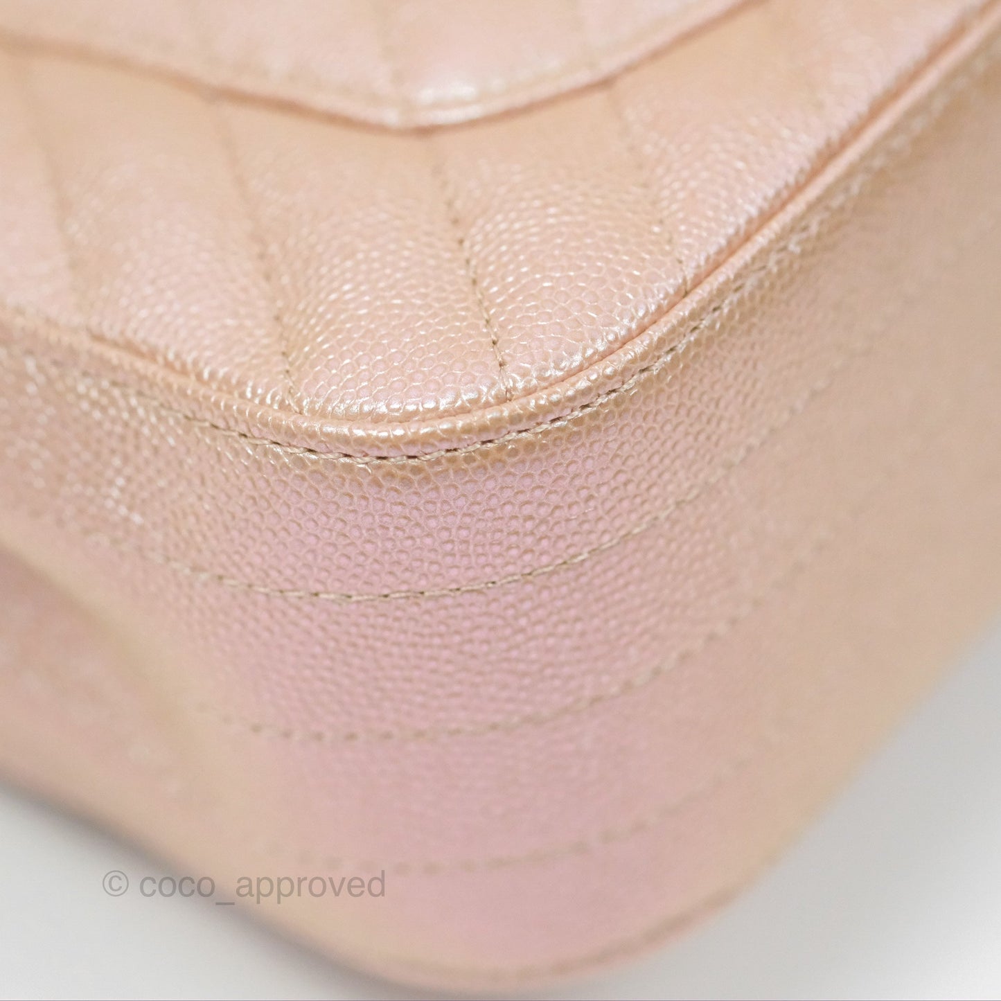Chanel Chevron Mini Rectangular Flap Iridescent Rose Gold Caviar Ruthenium Hardware 17B