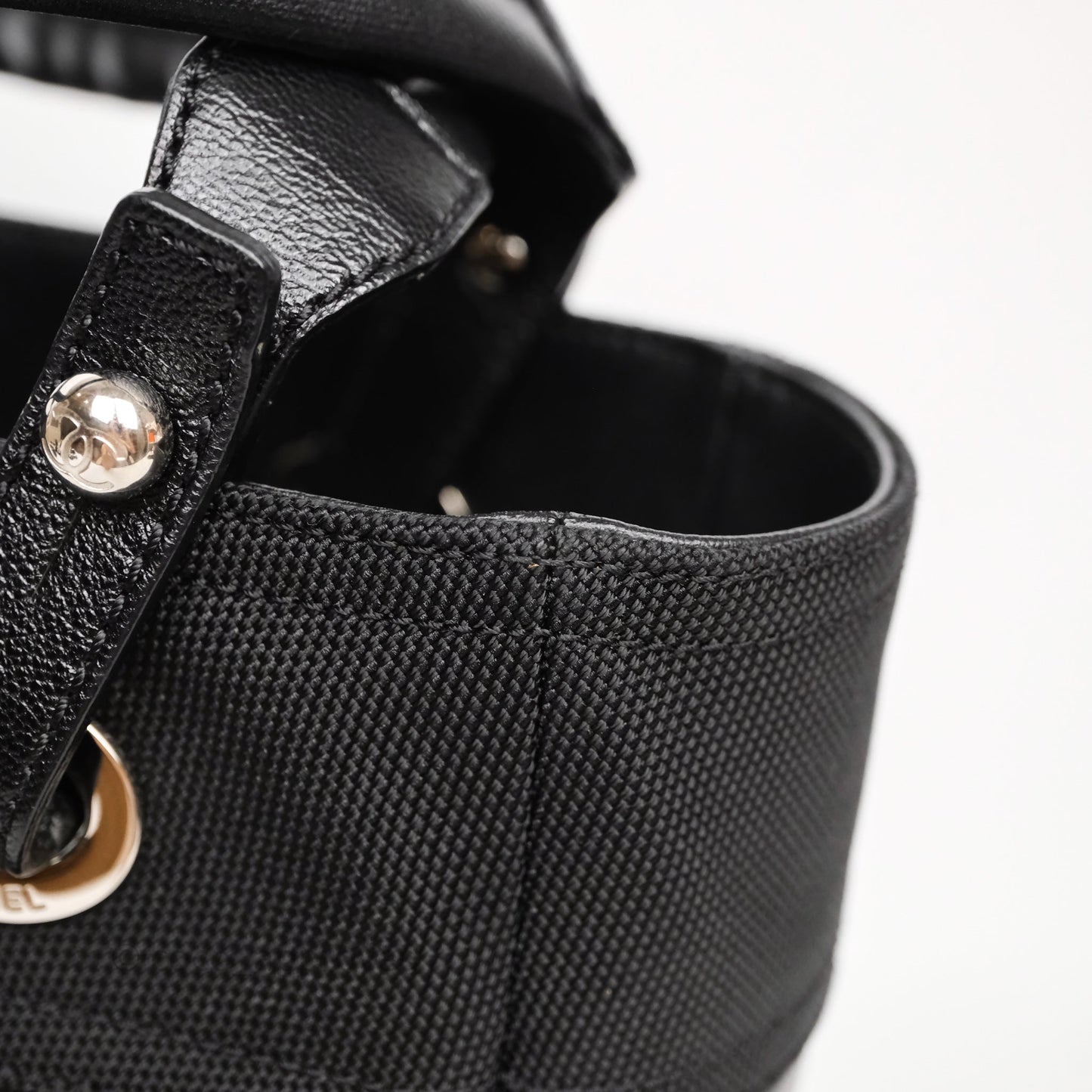 Chanel Quilted Paris Biarritz Tote PM Black Coated Canvas