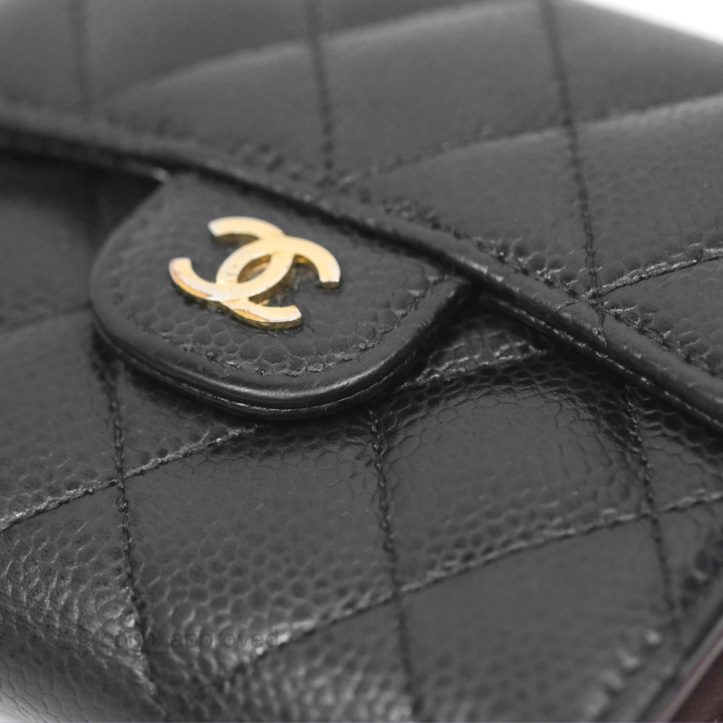 Chanel Classic Short Flap Wallet Black Caviar Gold Hardware
