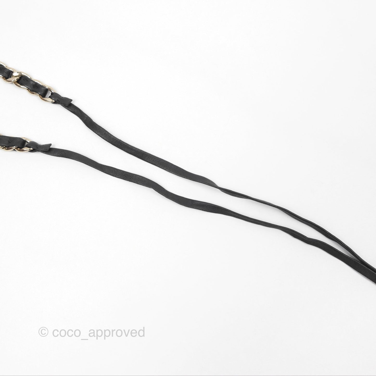 Chanel Black Leather CC Headband Gold Tone 22P