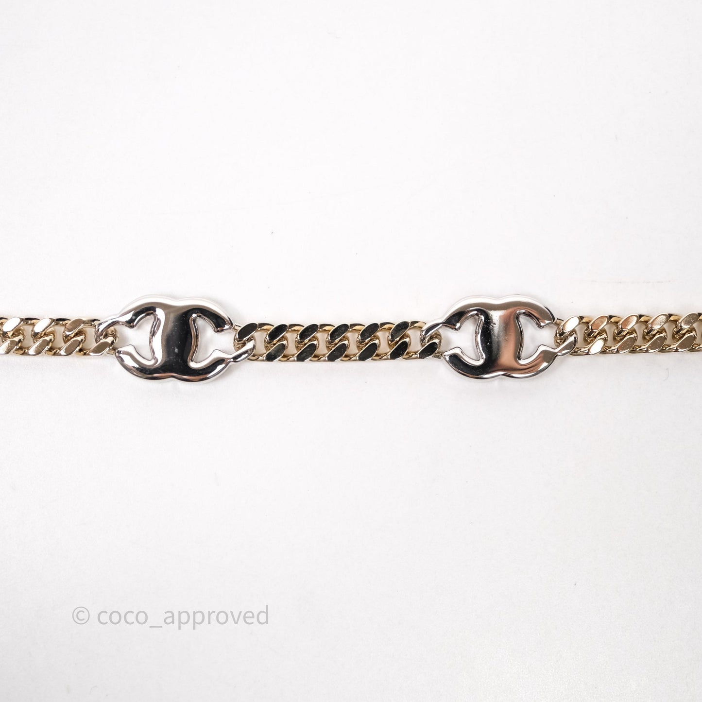 Chanel Silver CC Crystal Chain Choker Gold Tone 24V