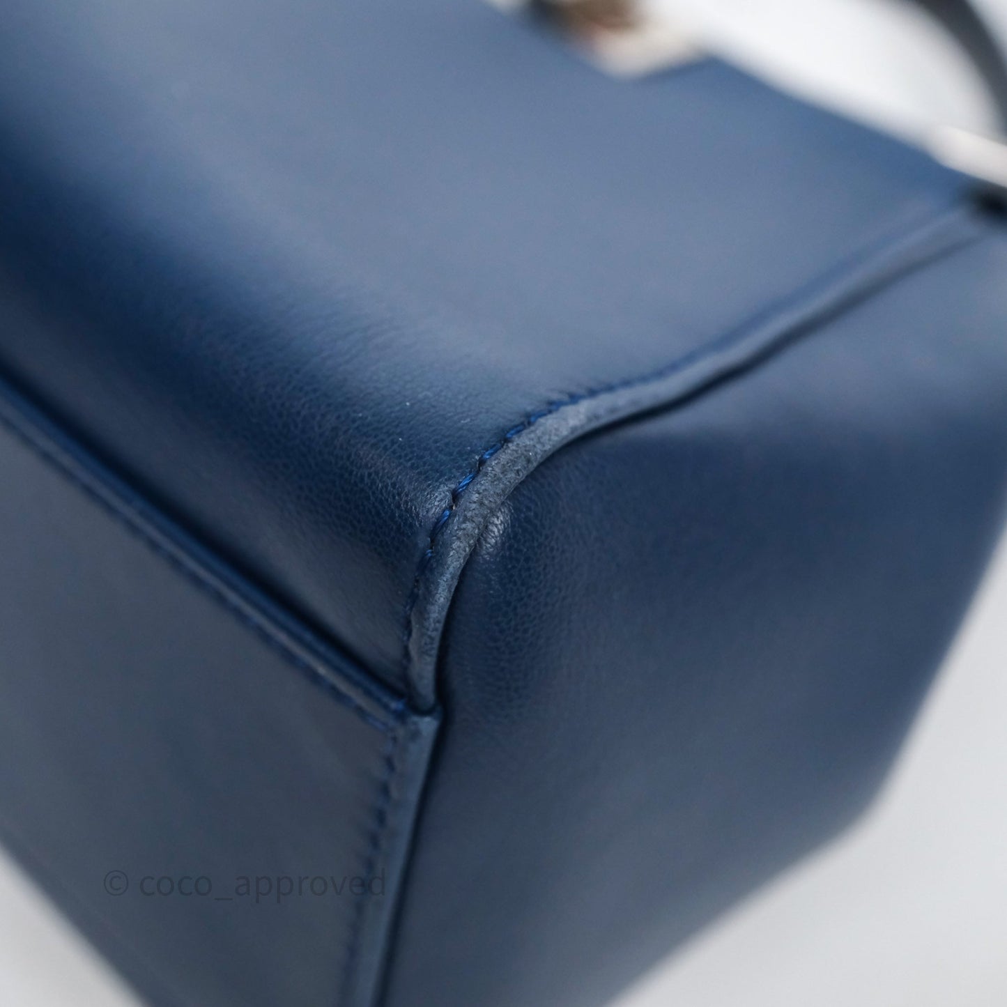 Fendi Nappa Mini Peekaboo Bag Blue Silver Hardware