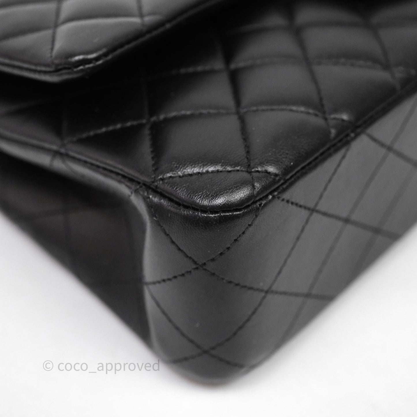 Chanel Classic M/L Medium Flap Quilted Black Lambskin Gold Hardware