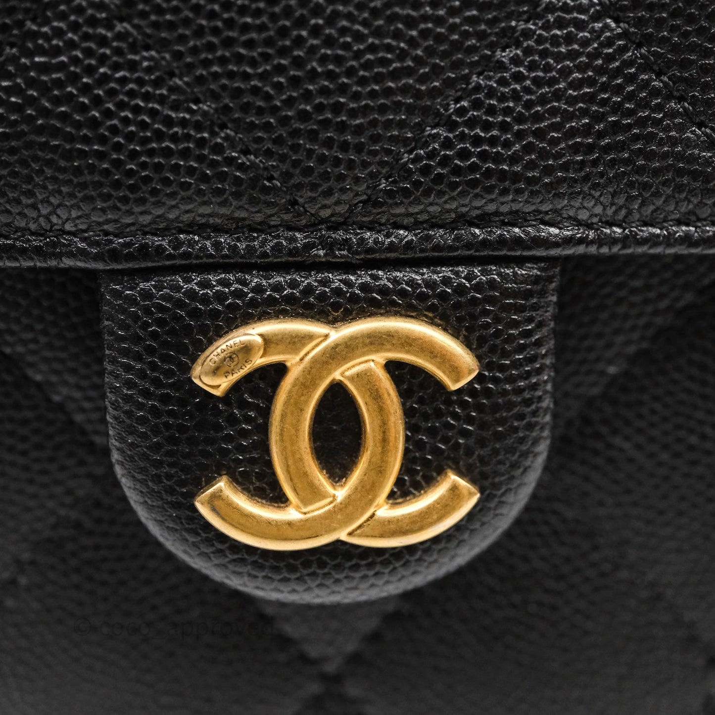 Chanel 25 Medium Black Caviar Aged Gold Hardware