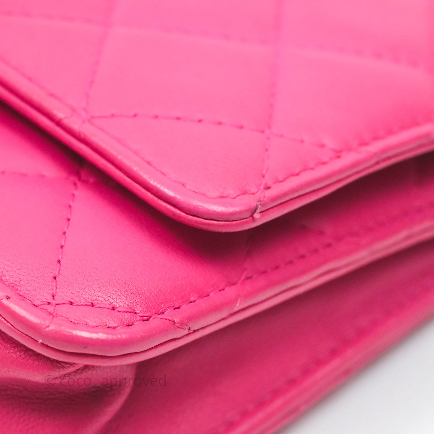 Chanel Quilted Wallet on Chain WOC Pink Lambskin Silver Hardware