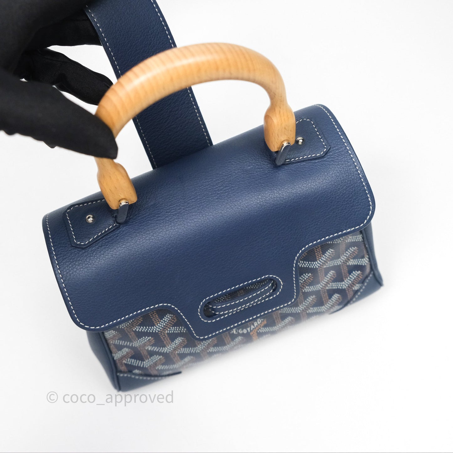 Goyard Saïgon Mini Bag Navy Goyardine Canvas/ Chevroches Calfskin