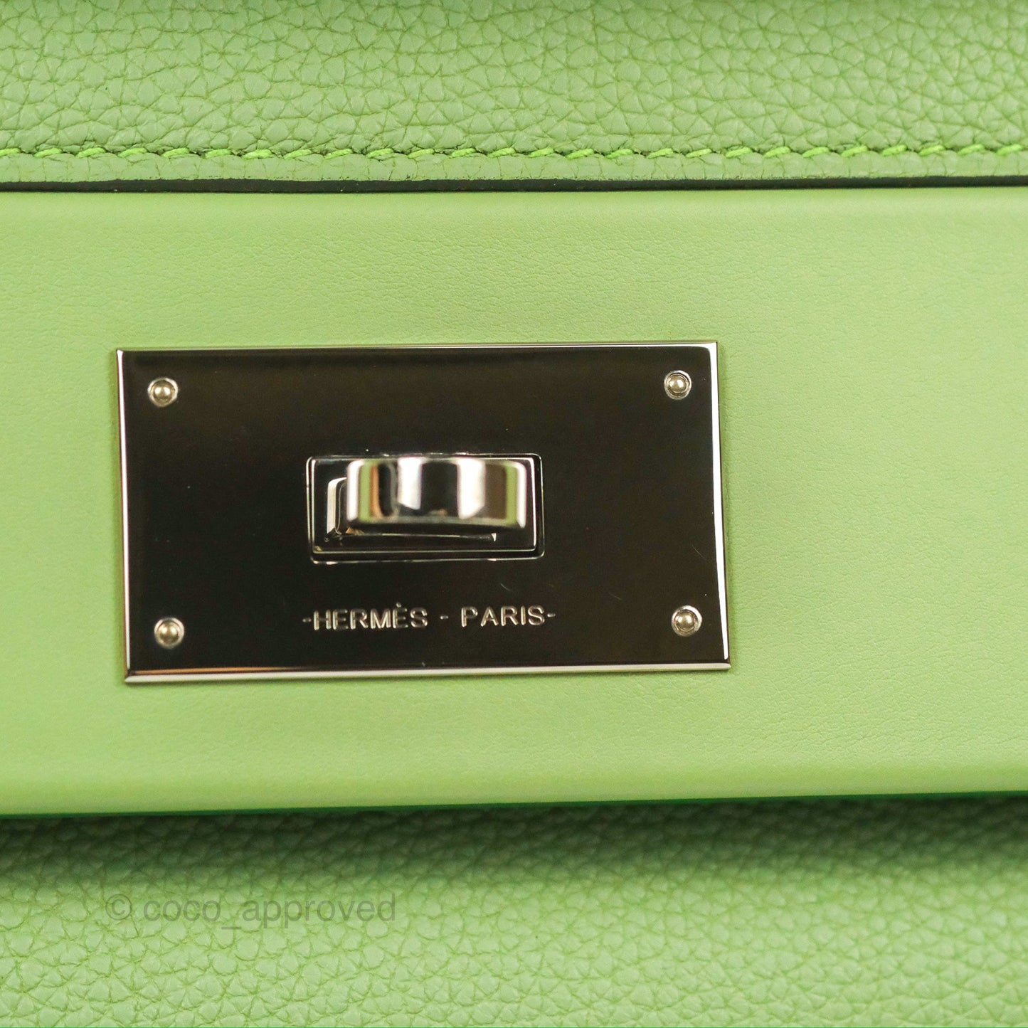 Hermès 24/24 29 Vert Criquet/Bamboo Evercolor/Swift Palladium Hardware