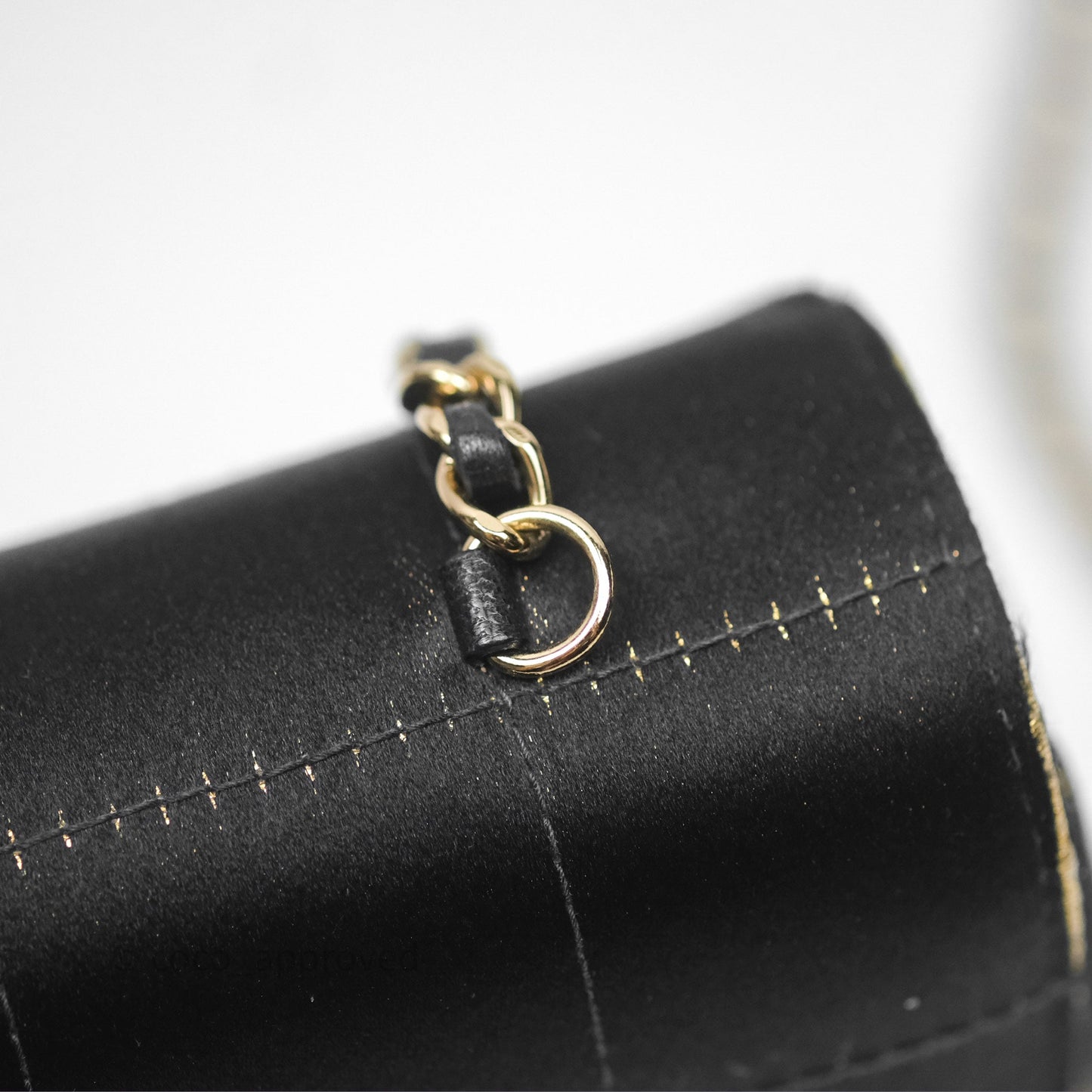Chanel Vintage Mini Chocolate Bar Flap Black Satin Gold Hardware