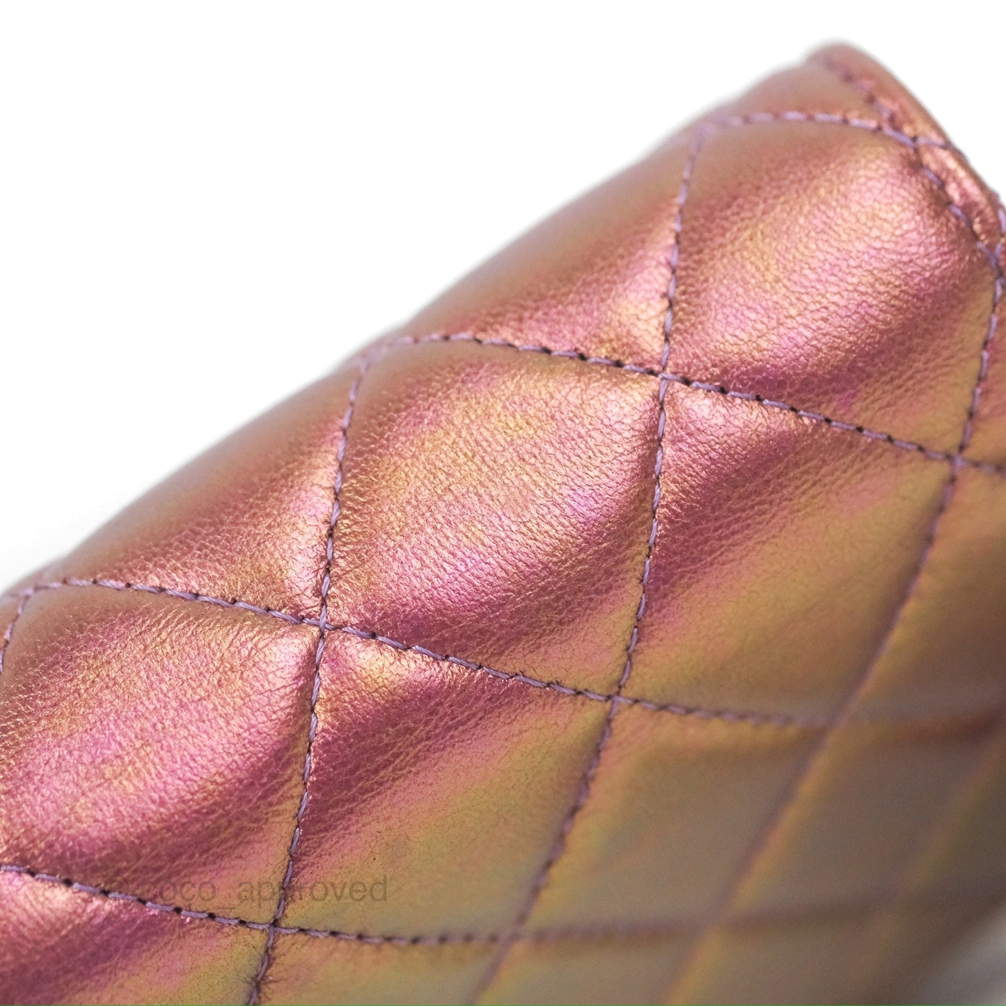 Chanel Quilted Mini Wallet on Chain WOC Iridescent Purple Gold Hardware