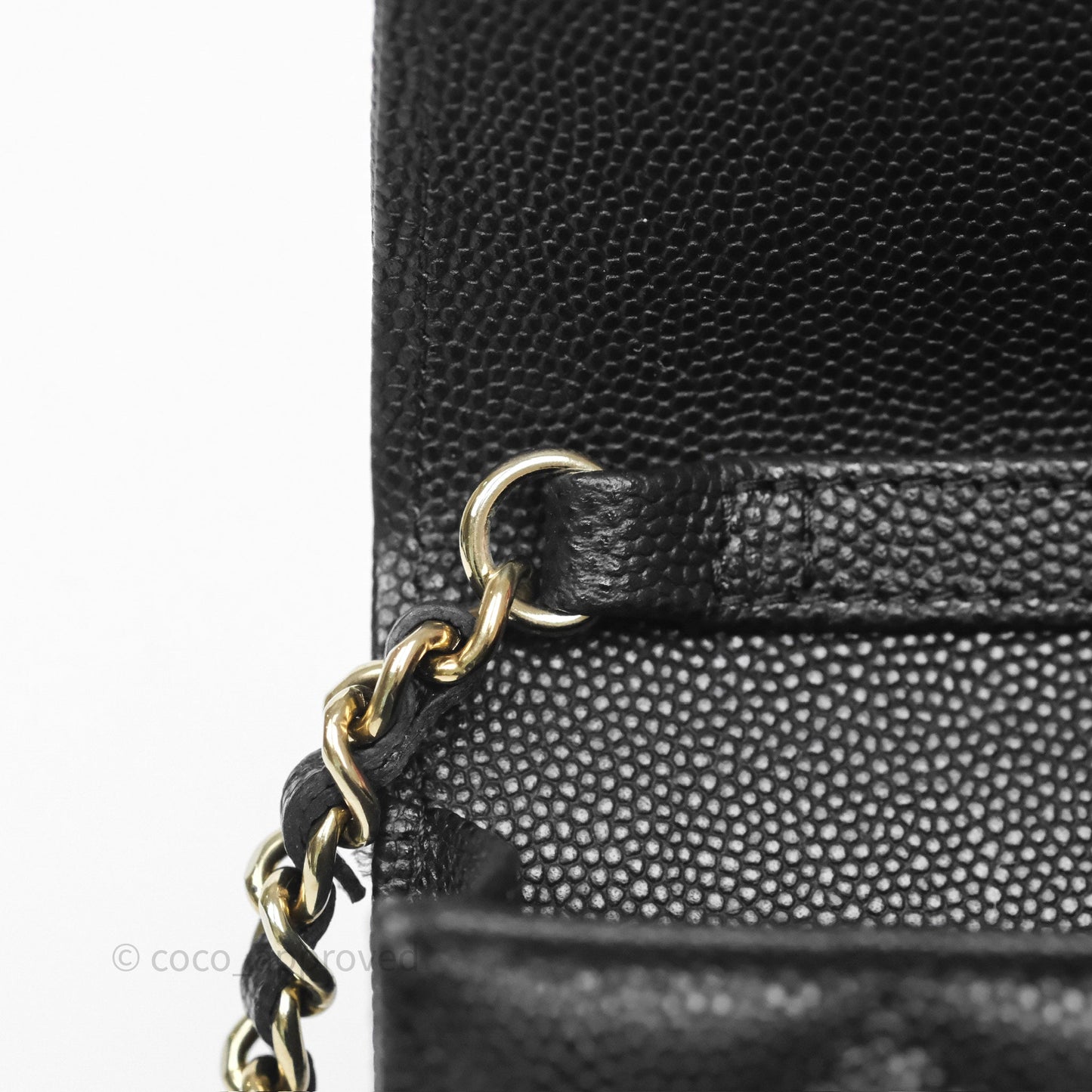 Chanel Mini Wallet With Chain Black Caviar Gold Hardware