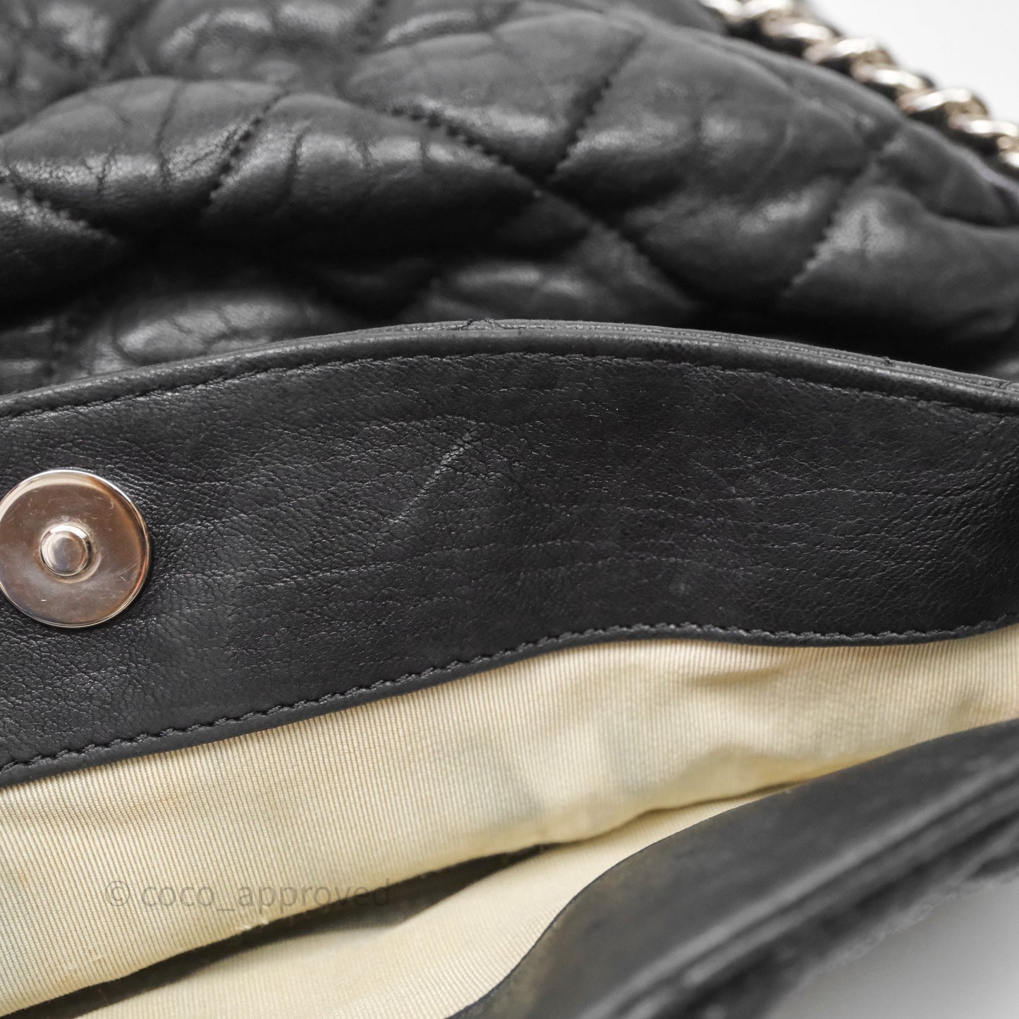 Chanel Chain Around Calfskin Hobo Black Silver Hardware