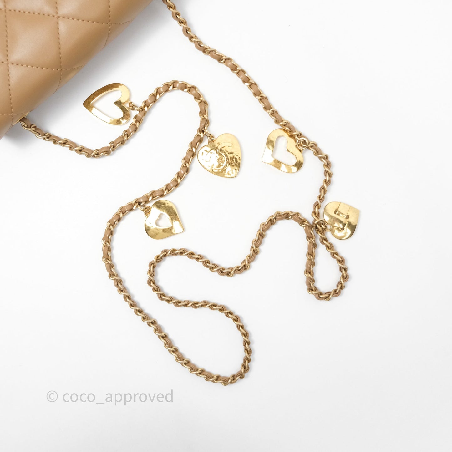 Chanel Mini Flap Bag With Heart CC Charm Dark Beige Lambskin Aged Gold Hardware