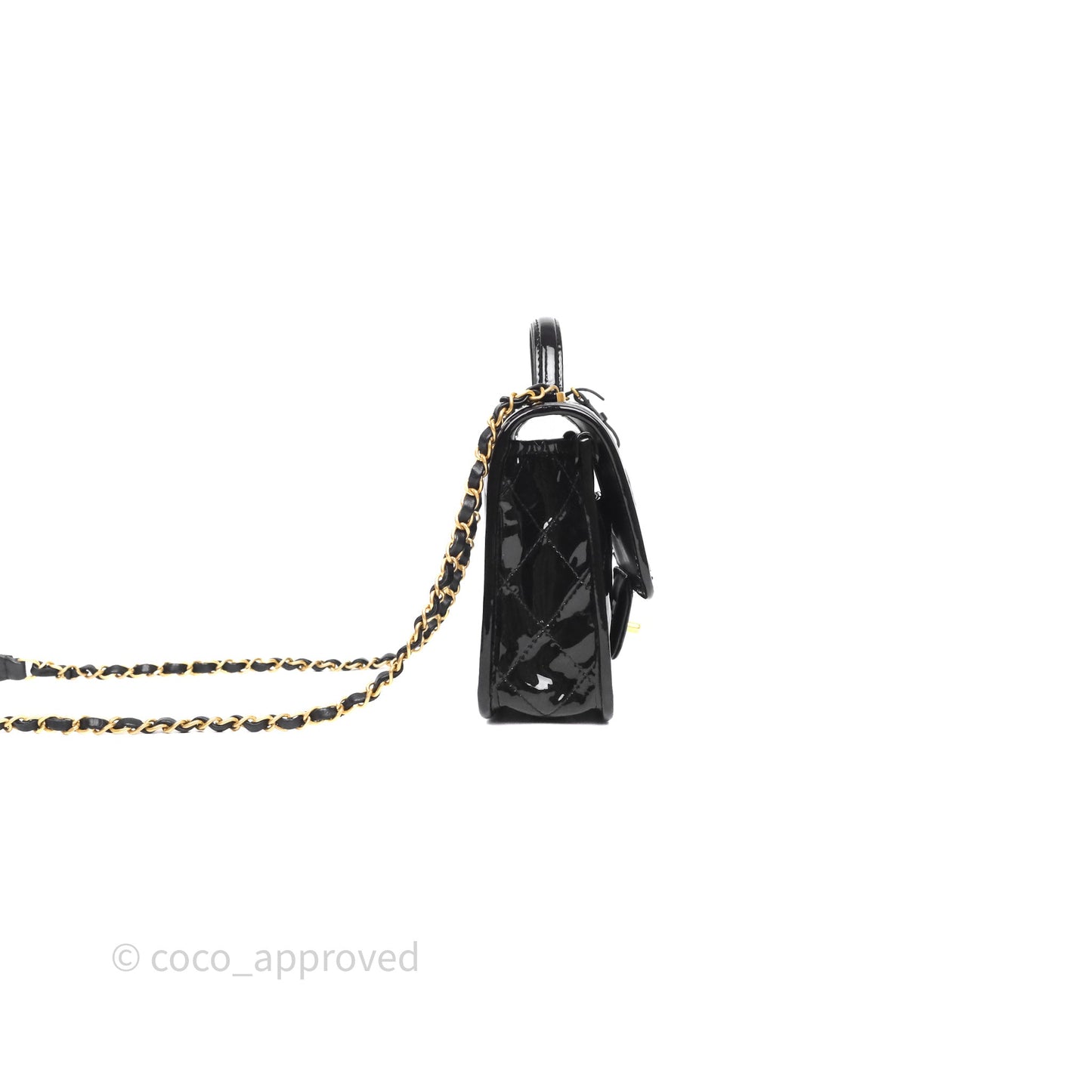 Chanel Mini School Memory Top Handle Flap Black Patent