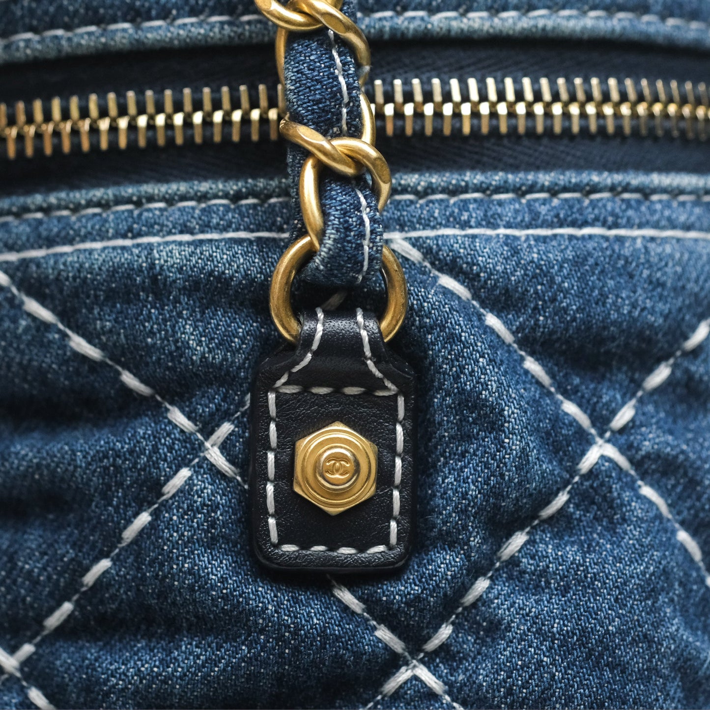 Chanel Quilted Trip Vanity Denim Aged Gold Hardware 20C