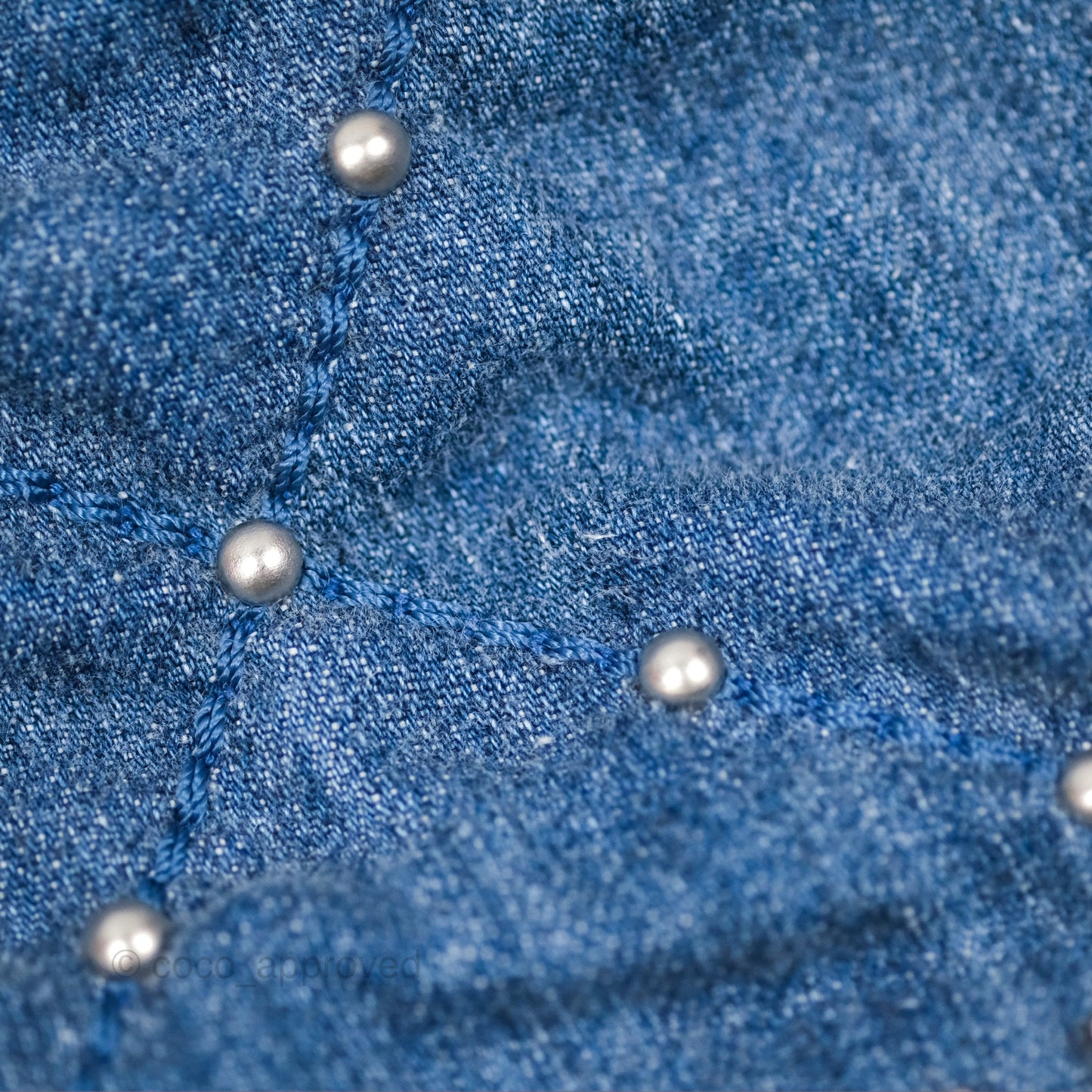 Chanel 22 Small Pearl Studded Denim Silver Hardware