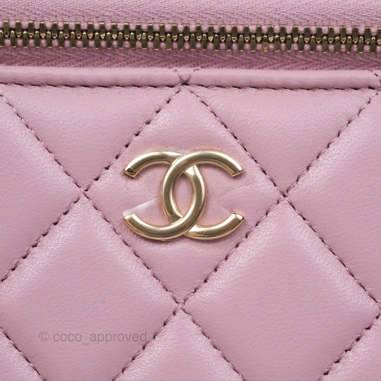 Chanel Vanity Rectangular Top Handle Lilac Pink Lambskin Gold Hardware