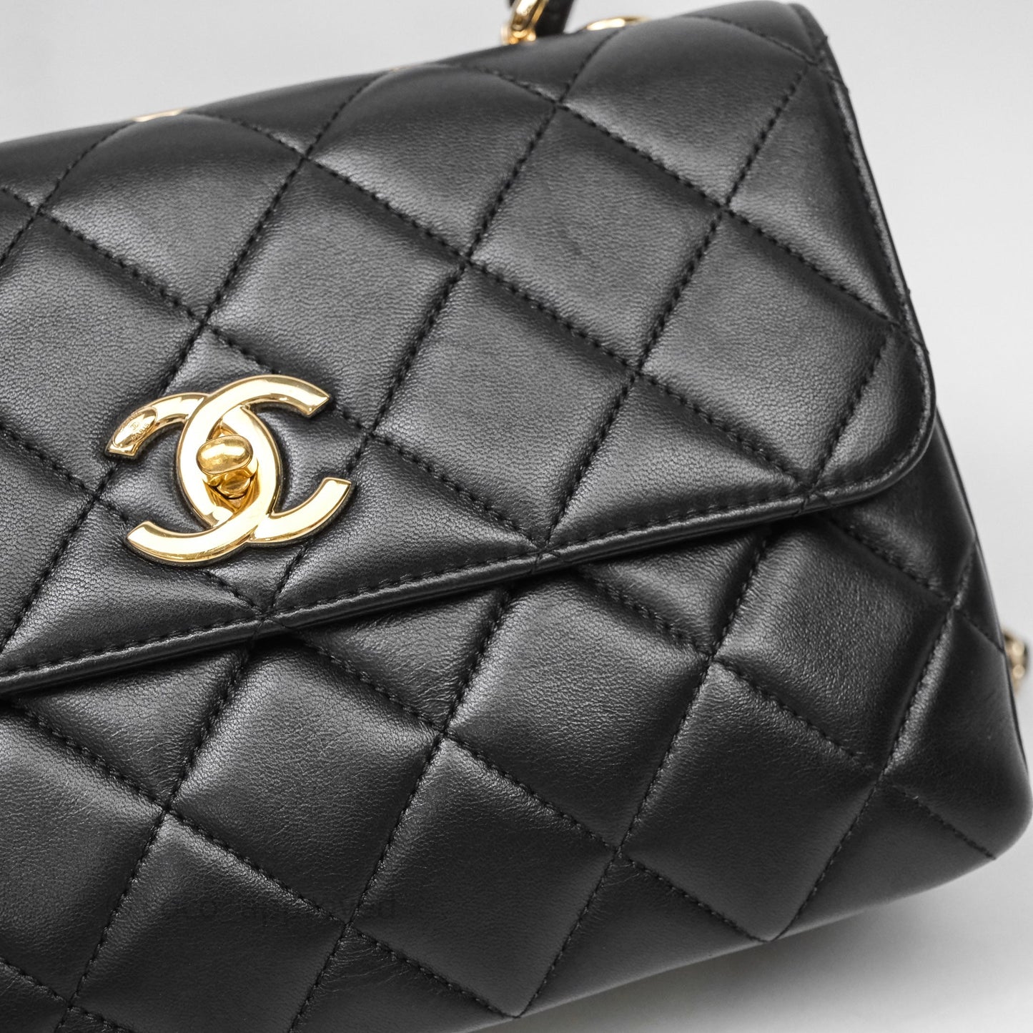 Chanel Small Trendy CC Black Lambskin Gold Hardware