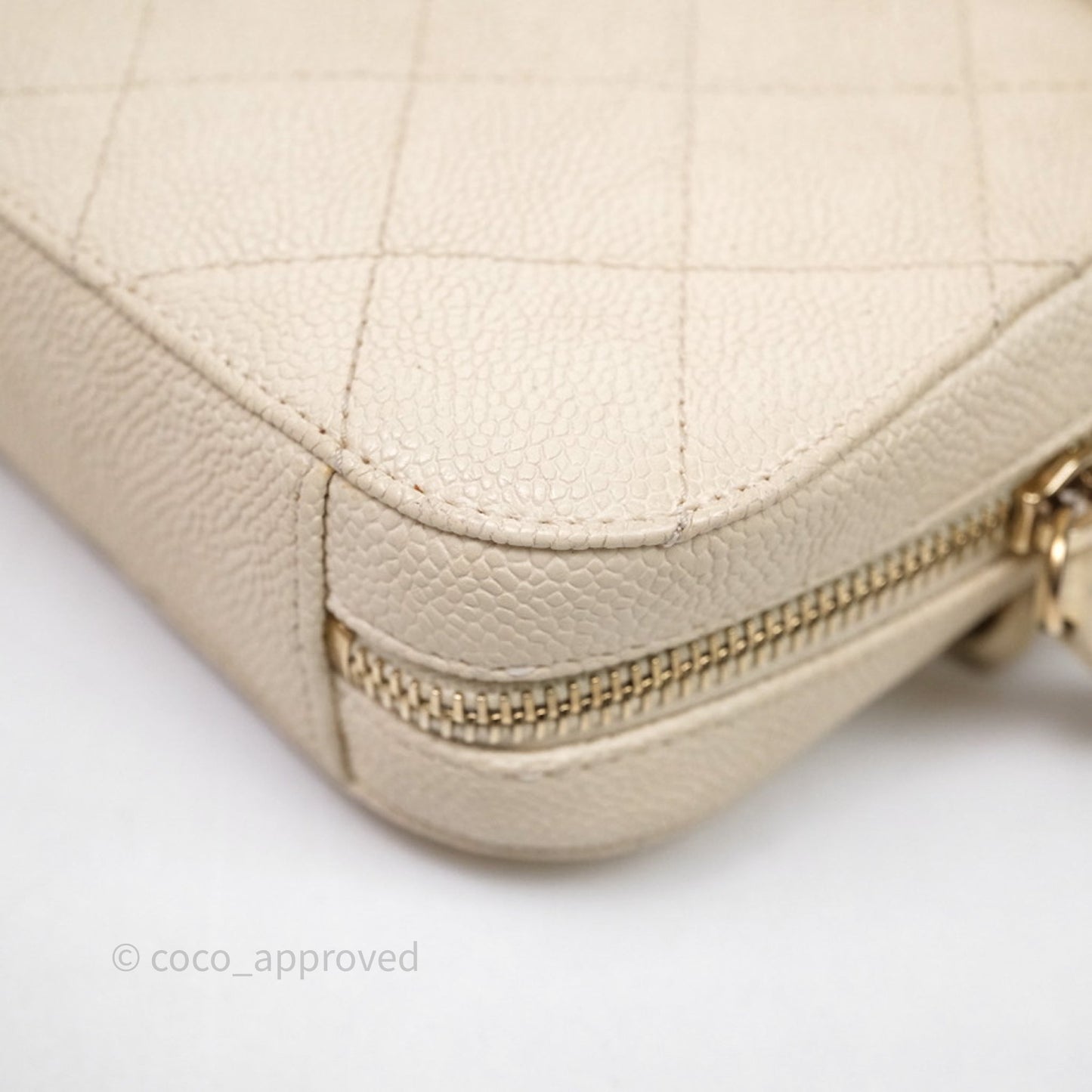 Chanel Quilted Caviar Waist Bag Ivory Aged Gold Hardware