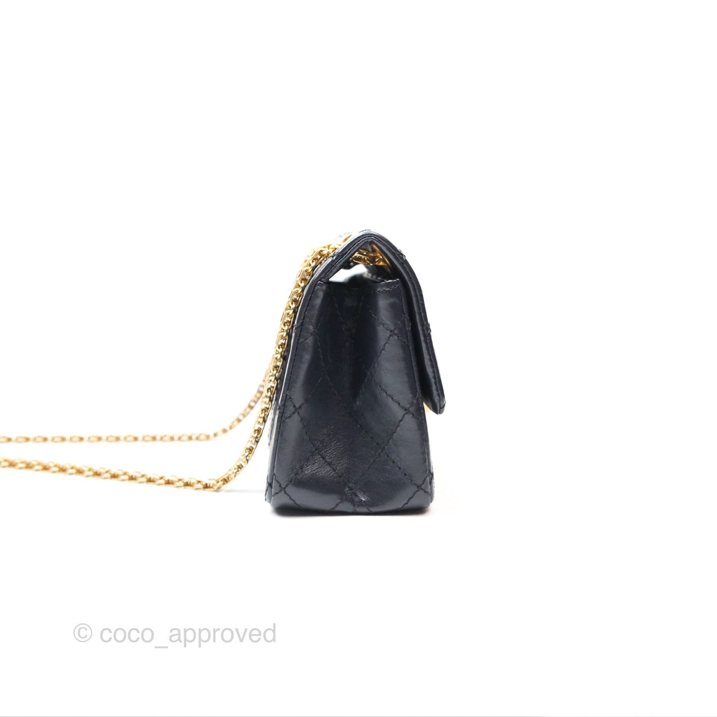 Chanel Mini Reissue 224 Navy Aged Calfskin Aged Gold Hardware