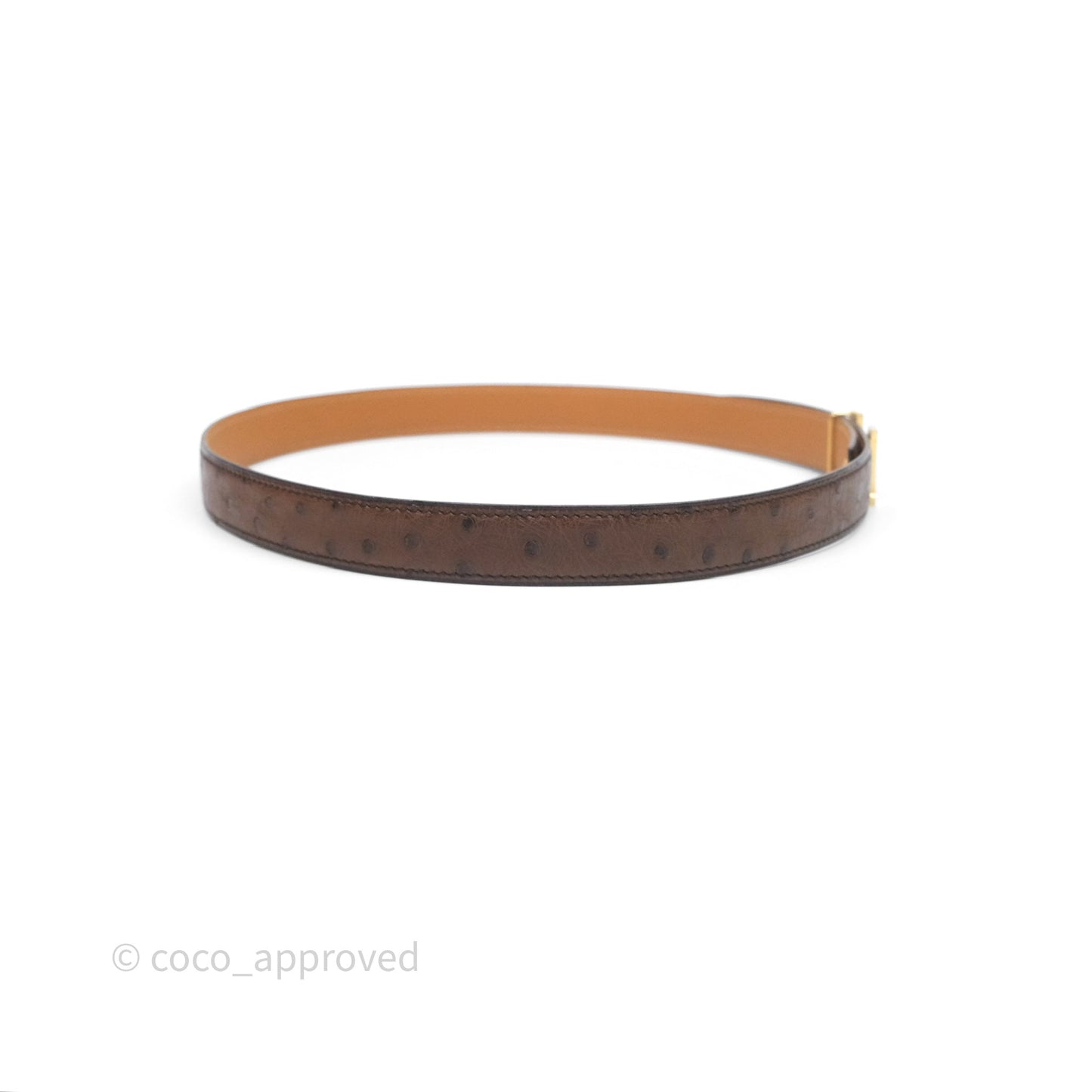 Hermès H Belt Buckle Ostrich Leather Brown Size 80