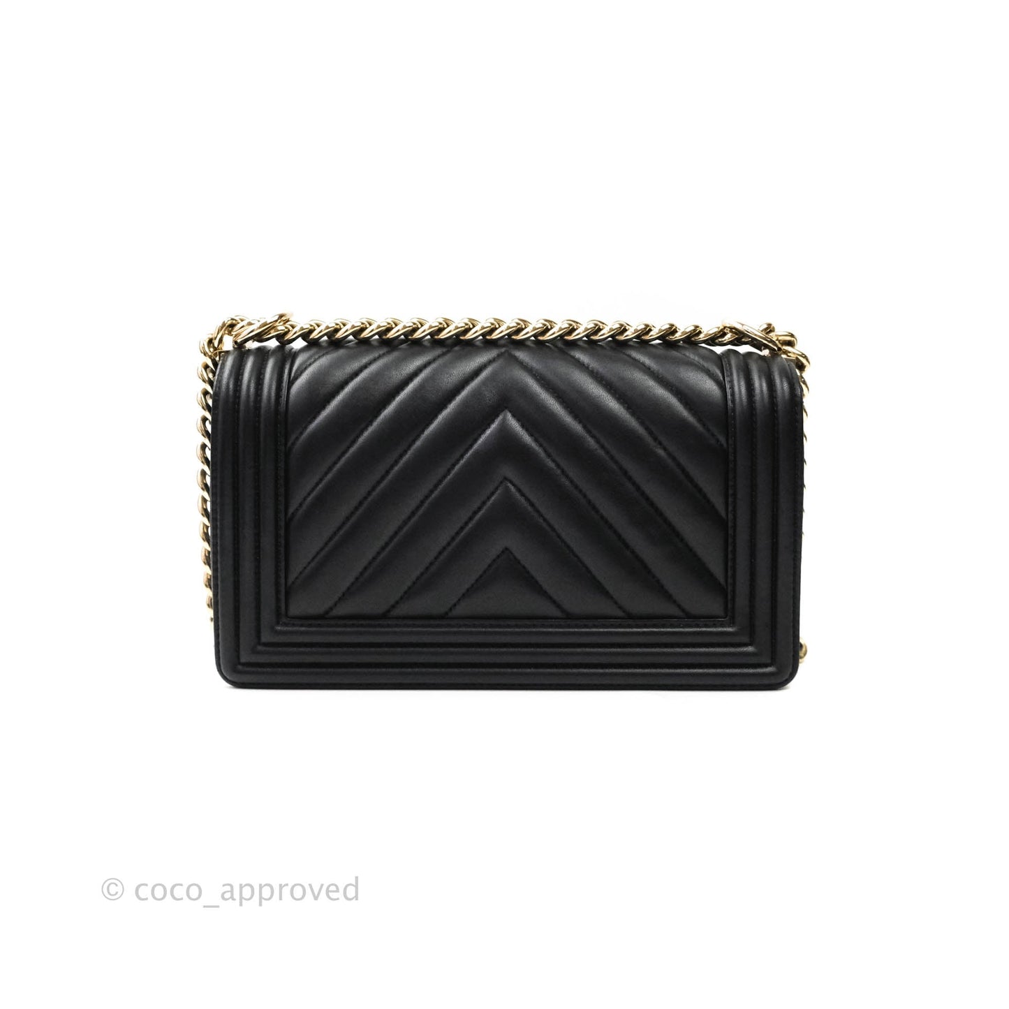 Chanel Boy Chevron Medium Black Lambskin Gold Hardware