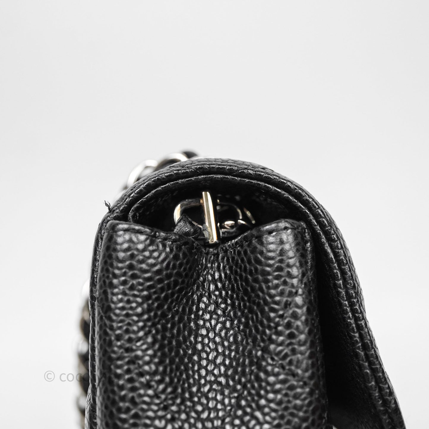 Chanel East West Flap Bag Black Caviar Silver Hardware