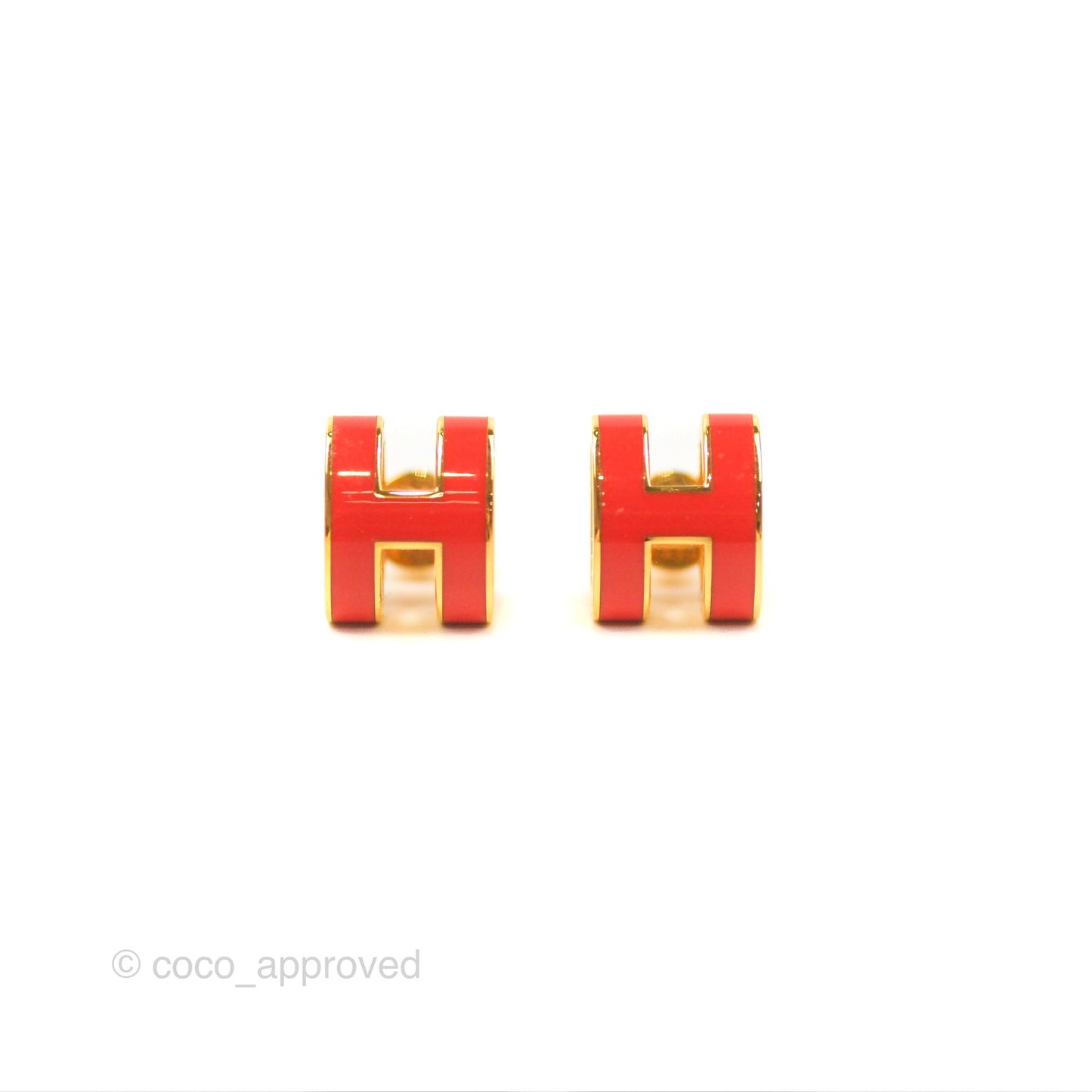 Hermès Pop H Earrings Red Gold Hardware