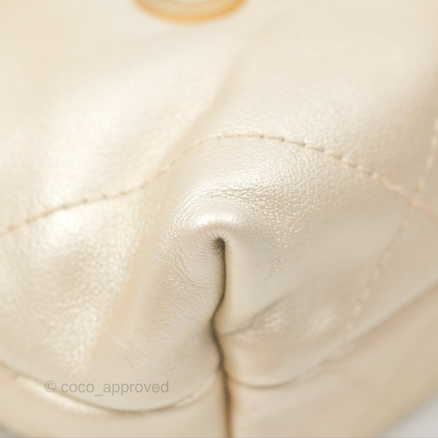 Chanel 22 Mini Bag Iridescent Light Pearly Calfskin Aged Gold Hardware