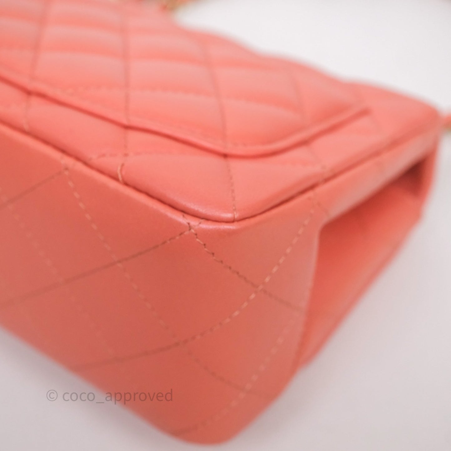 Chanel Mini Square Flap Quilted Pink Lambskin Gold Hardware