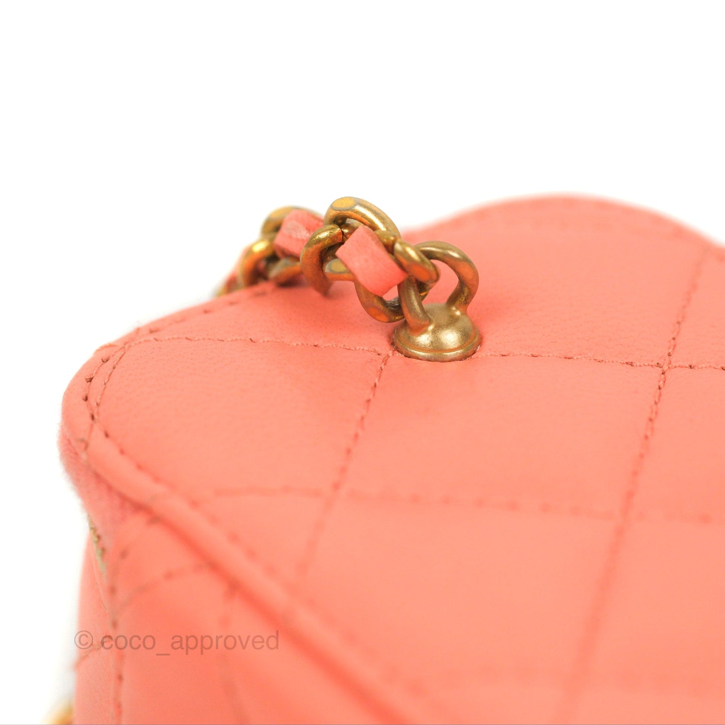 Chanel Mini Pearl Crush Vanity With Chain Orange Clair Gold Hardware
