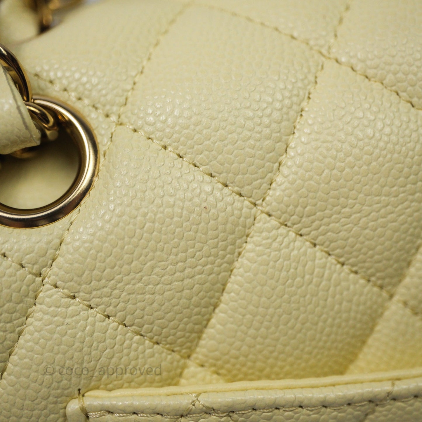 Chanel Small Classic Quilted Flap Yellow Caviar Gold Hardware