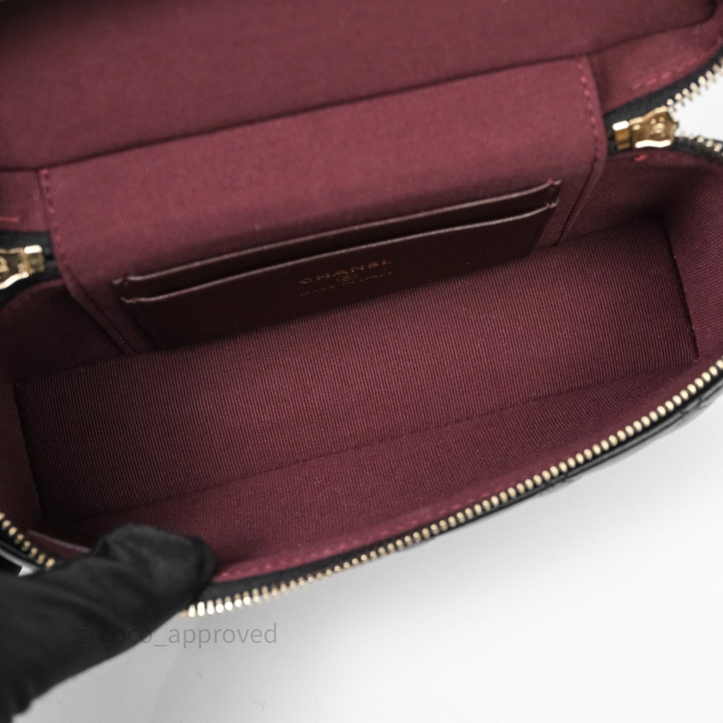 Chanel Top Handle Long Vanity with Chain Black Lambskin Gold Hardware
