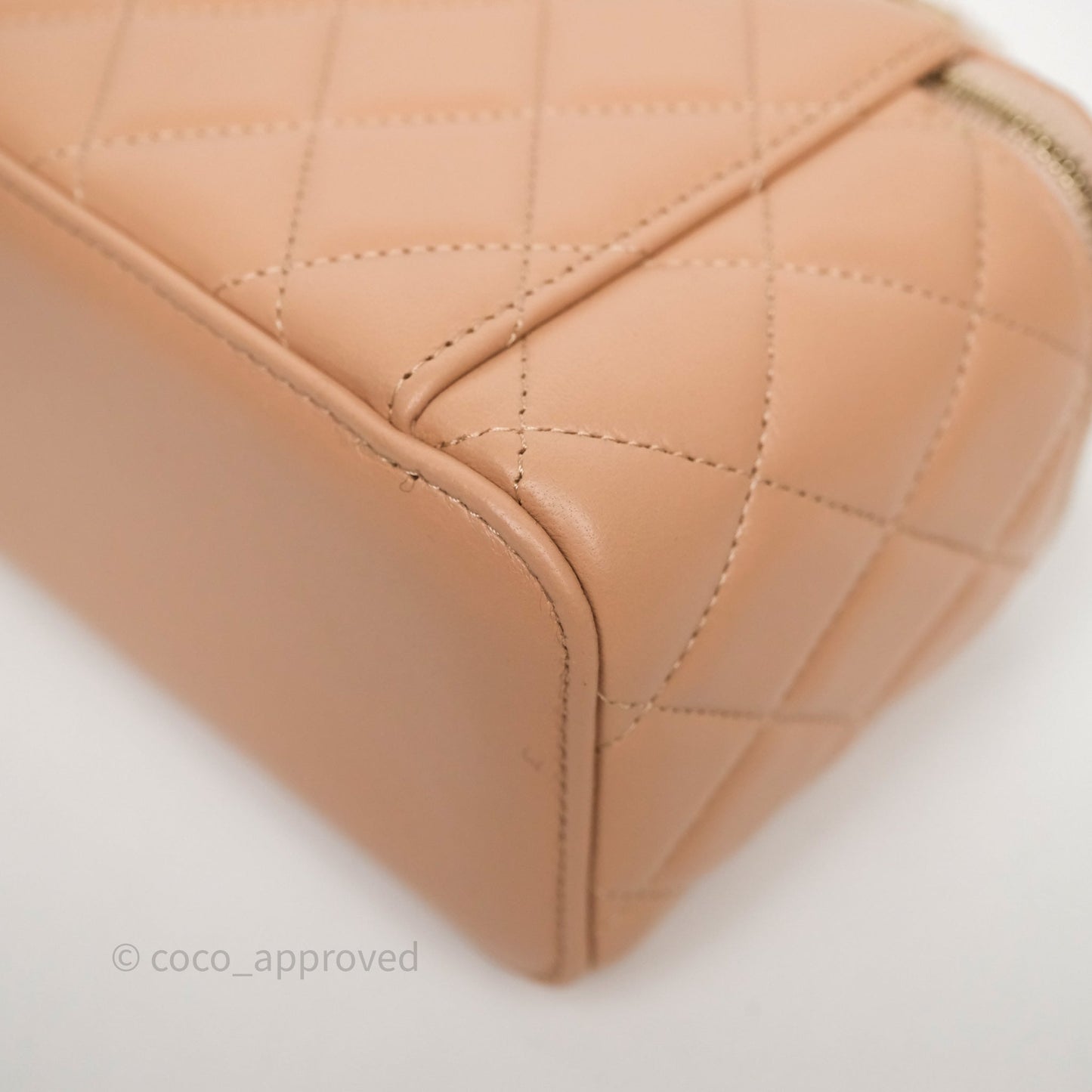 Chanel Top Handle Vanity Lambskin Beige Bag Gold Hardware