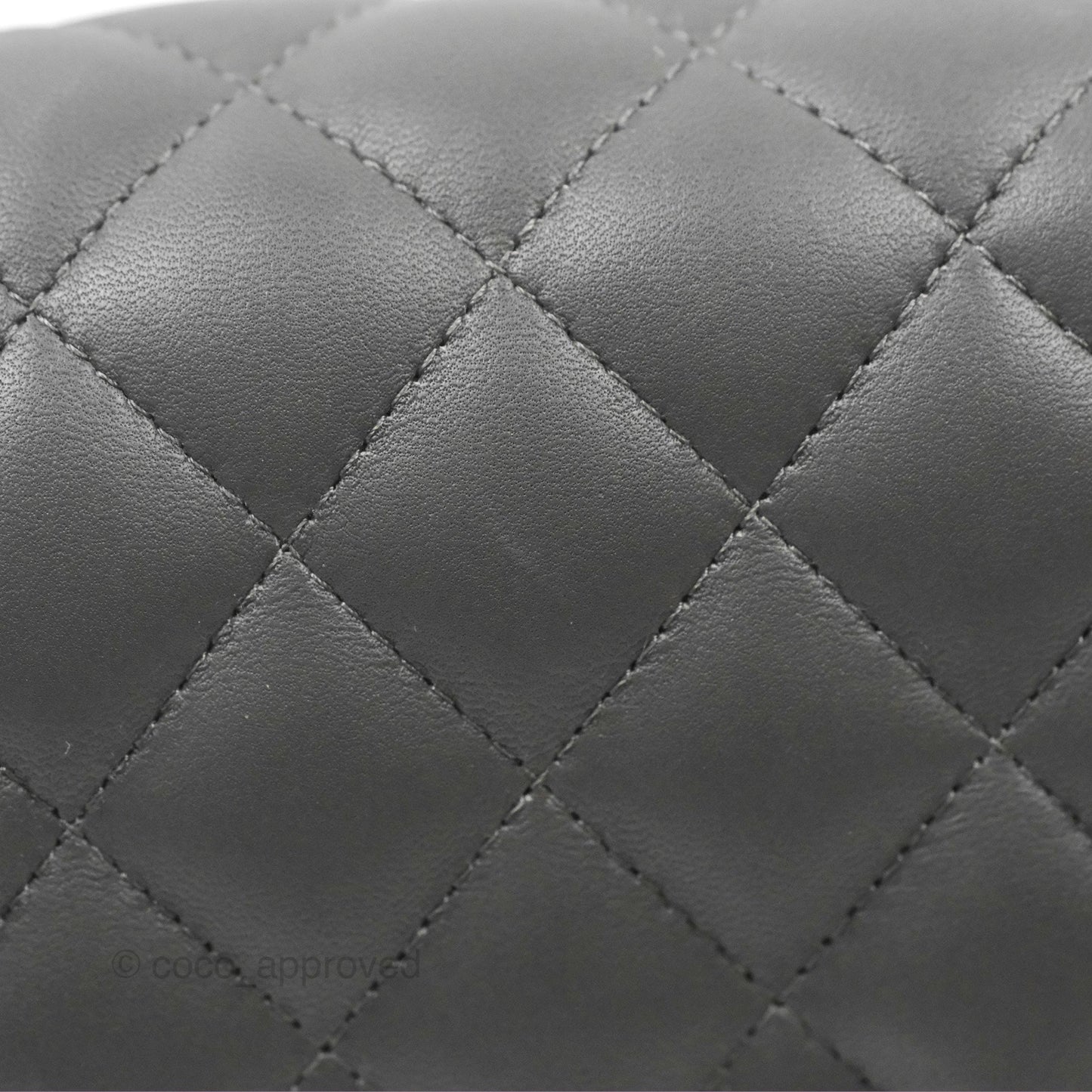 Chanel Quilted Mini Square Flap Grey Lambskin Gold Hardware