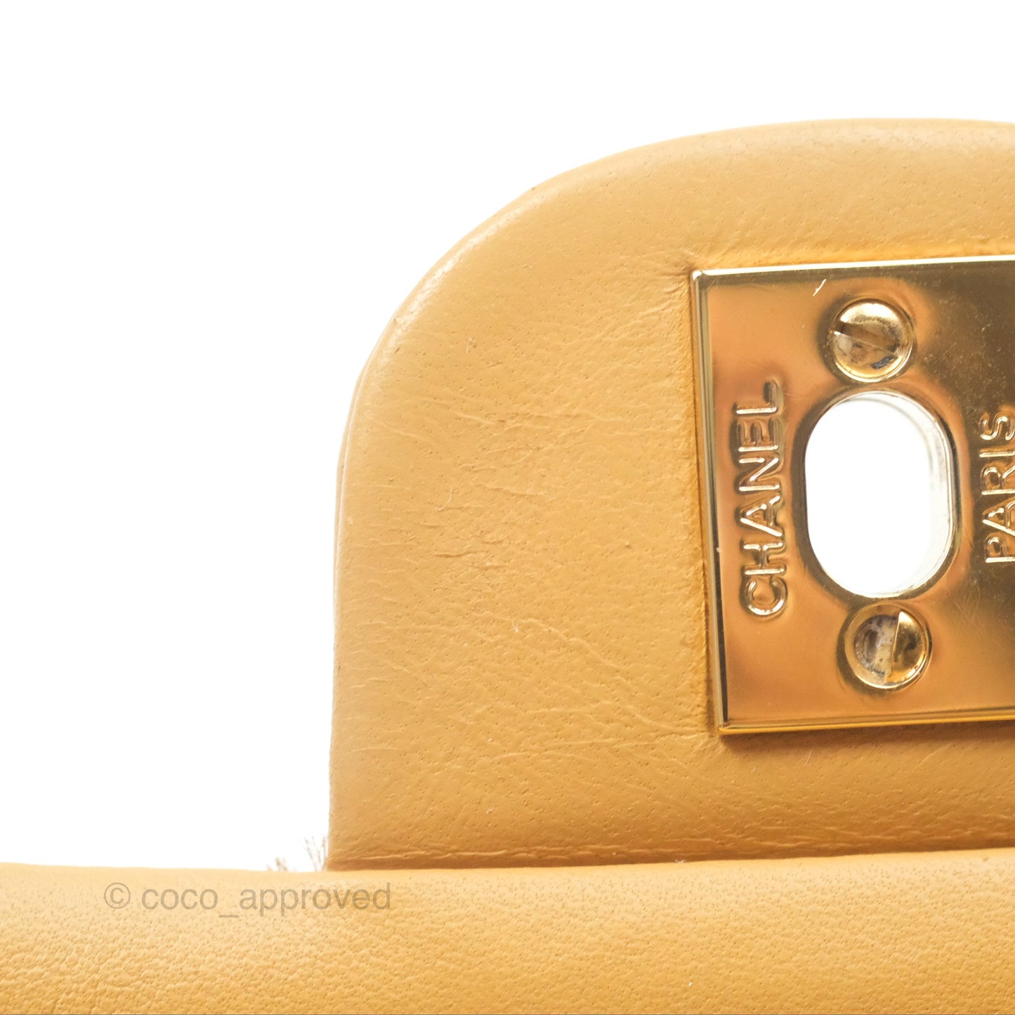 Chanel Vintage Small Classic Flap Beige Lambskin 24K Gold Hardware