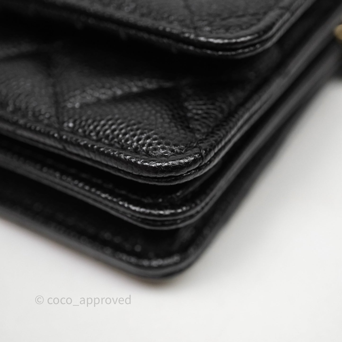 Chanel Quilted Mini Wallet on Chain WOC Black Caviar Gold Hardware