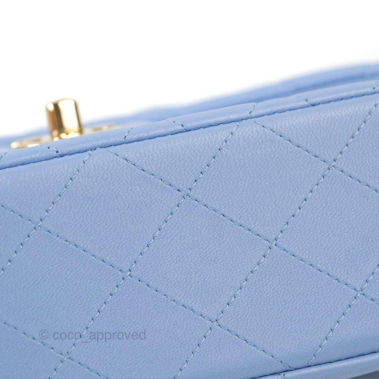 Chanel Small Classic Quilted Flap Blue Sky Lambskin Gold Hardware 21C