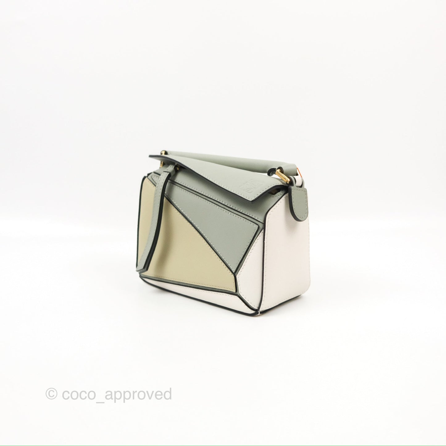 Loewe Mini Puzzle Bag Ash Green Calfskin