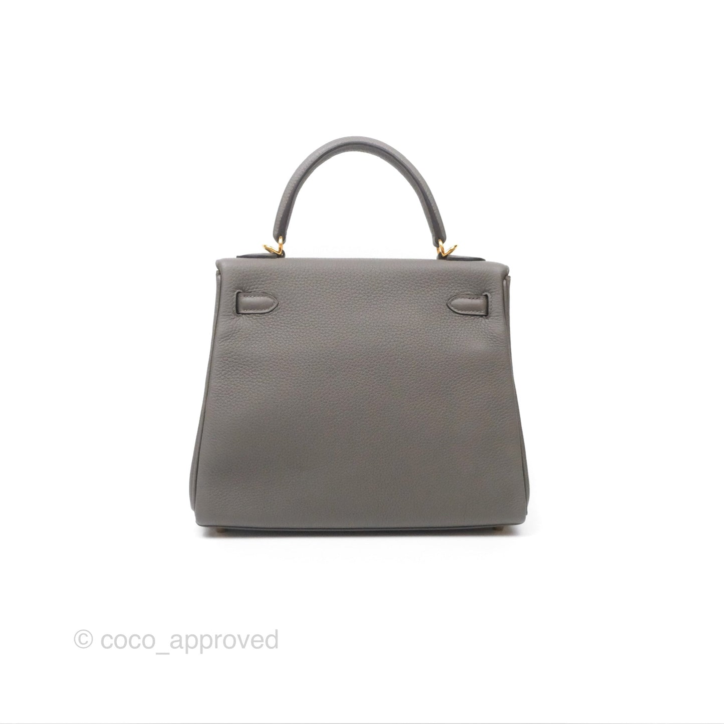 Hermès Kelly 25 Retourne Gris Etain 8F Togo Gold Hardware