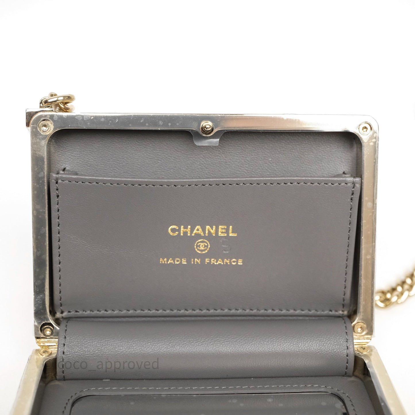 Chanel Grey Boy Mini Clutch Lambskin Gold Hardware
